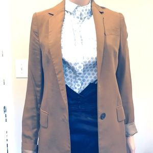 Zara long blazer green/camel Sz XS